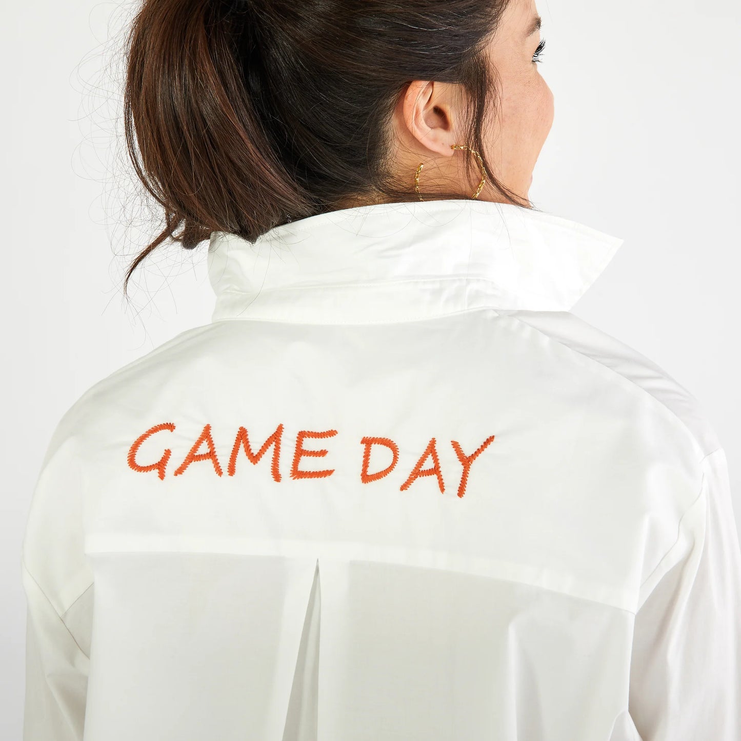 Caryn Lawn Burnt Orange Game Day Button-Up