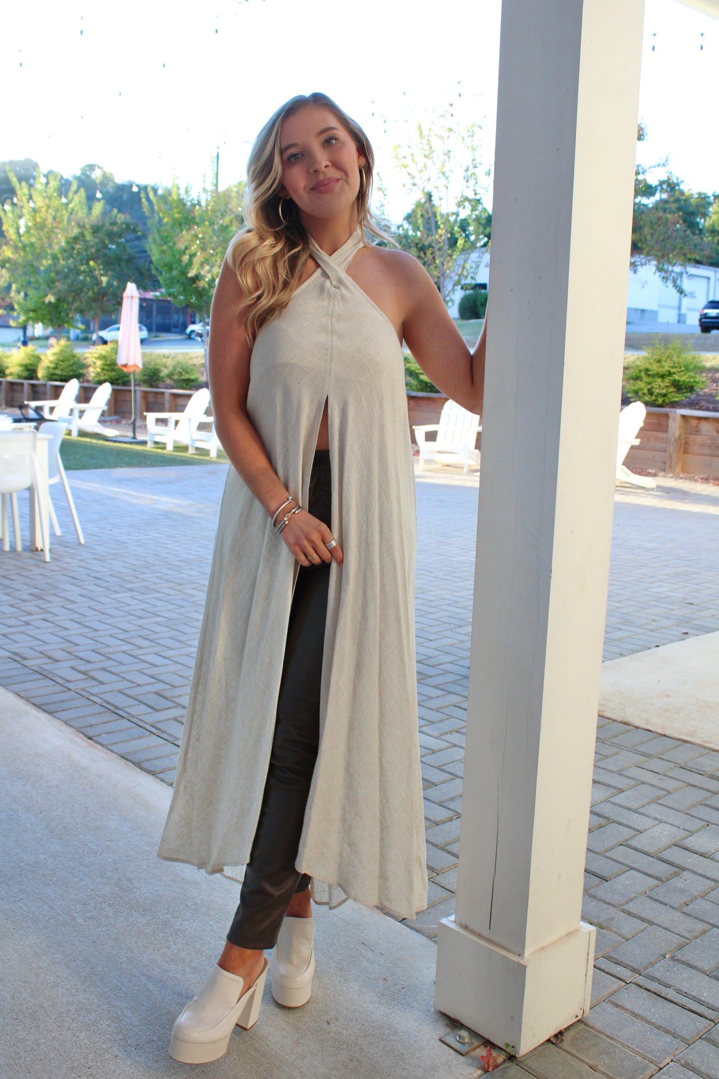 Linen Halter Statement Top