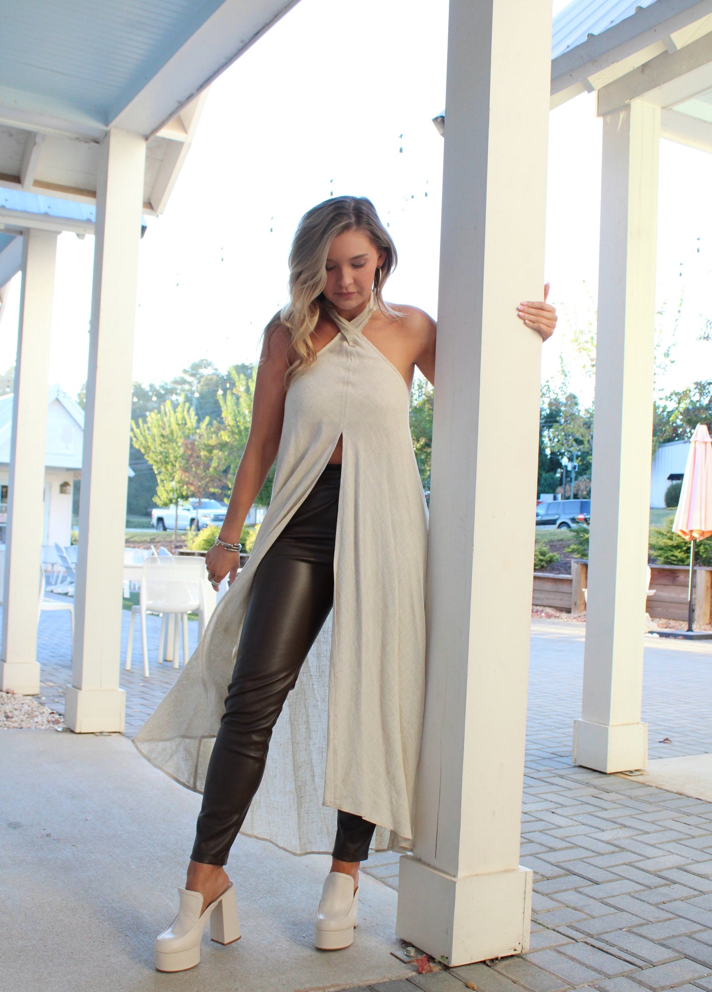 Linen Halter Statement Top
