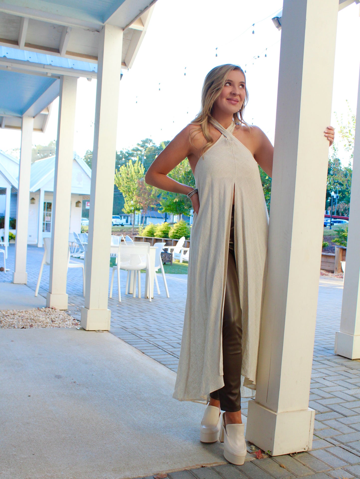 Linen Halter Statement Top