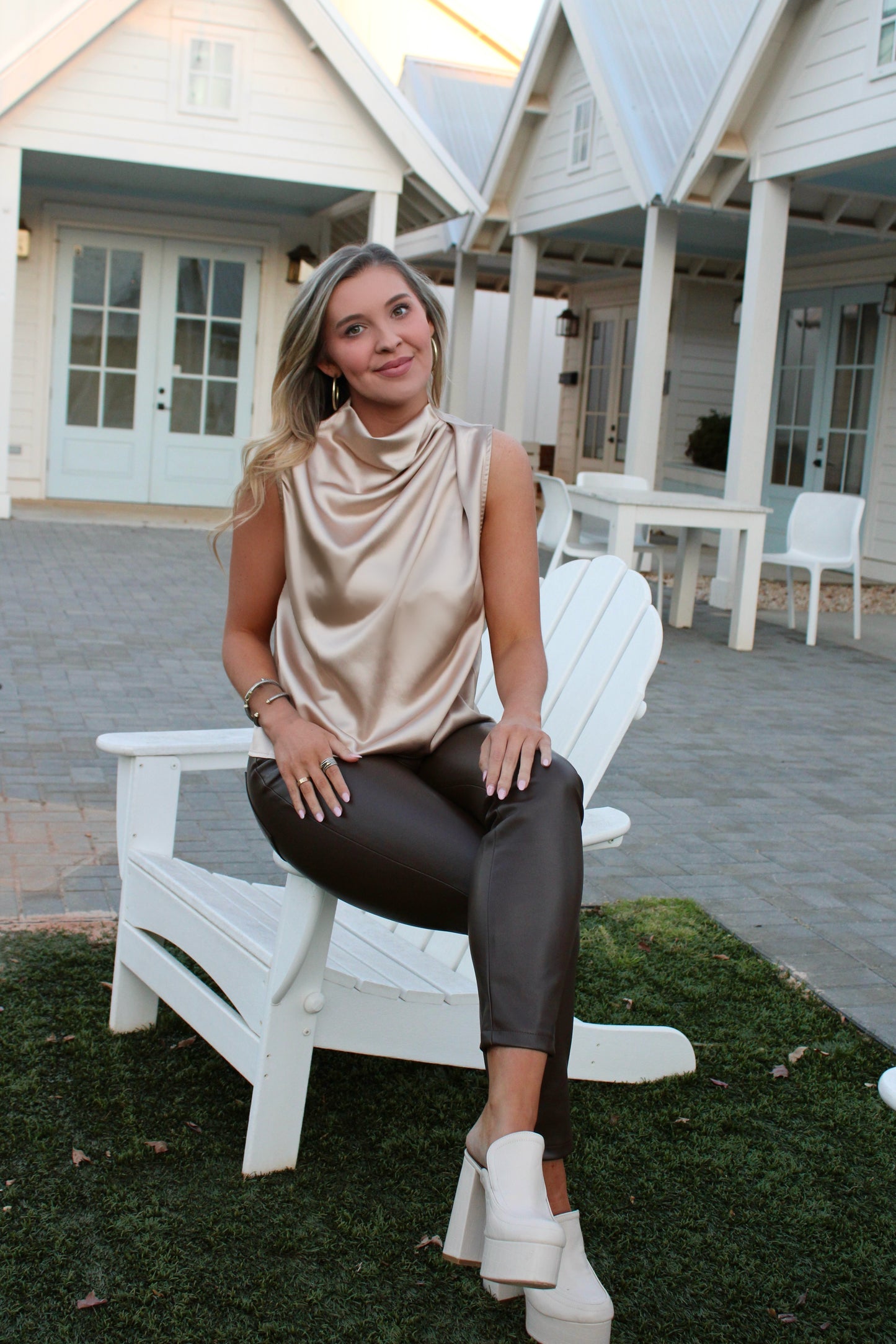 Champagne Cowl Neck Blouse