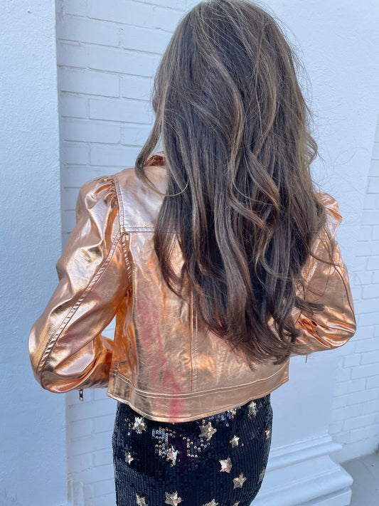 Copper Metallic Moto Jacket