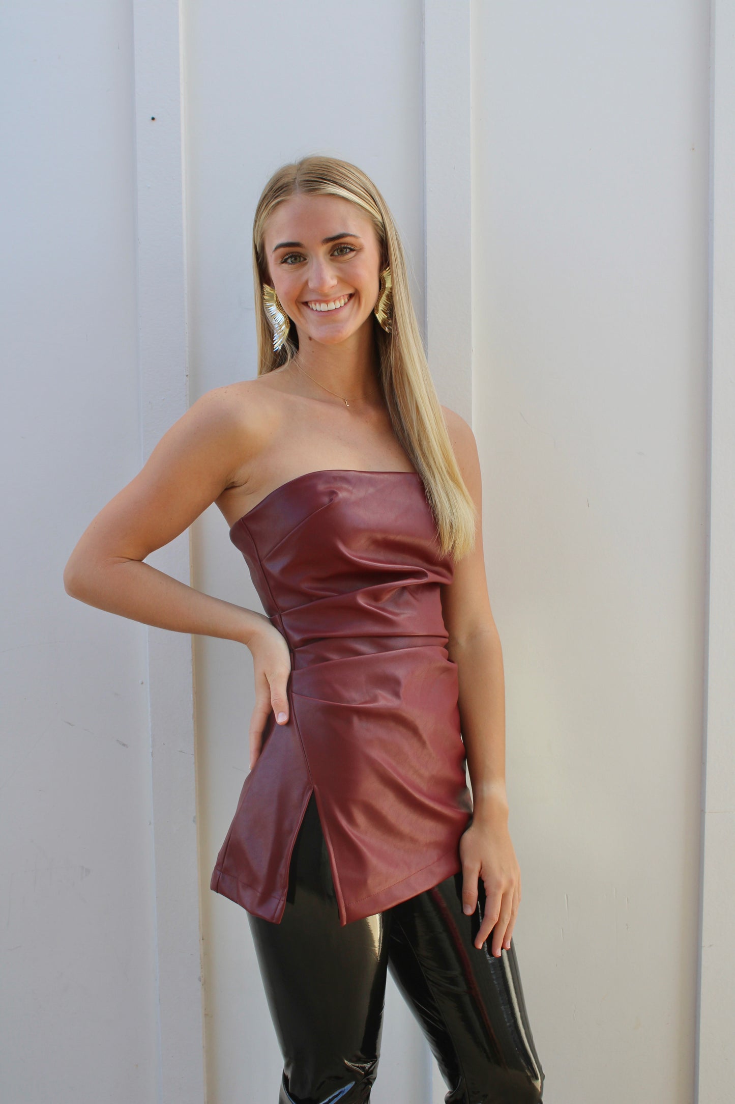 Tori Leather Statement Top