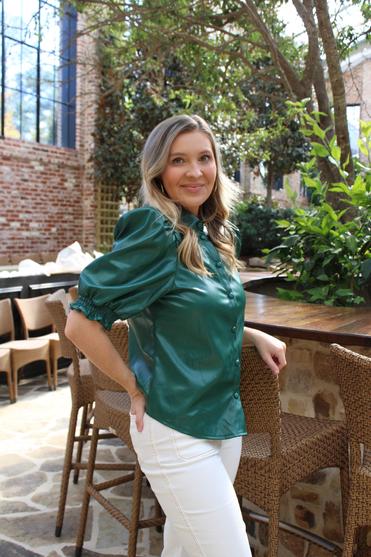 Eleanor Blouse in Hunter Green