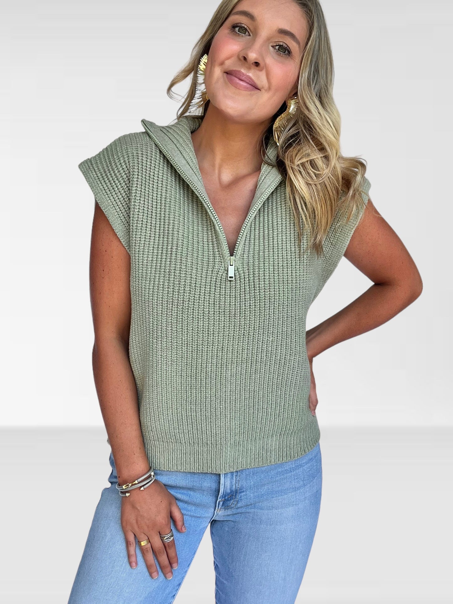 Sabrina Sleeveless Sweater in Sage