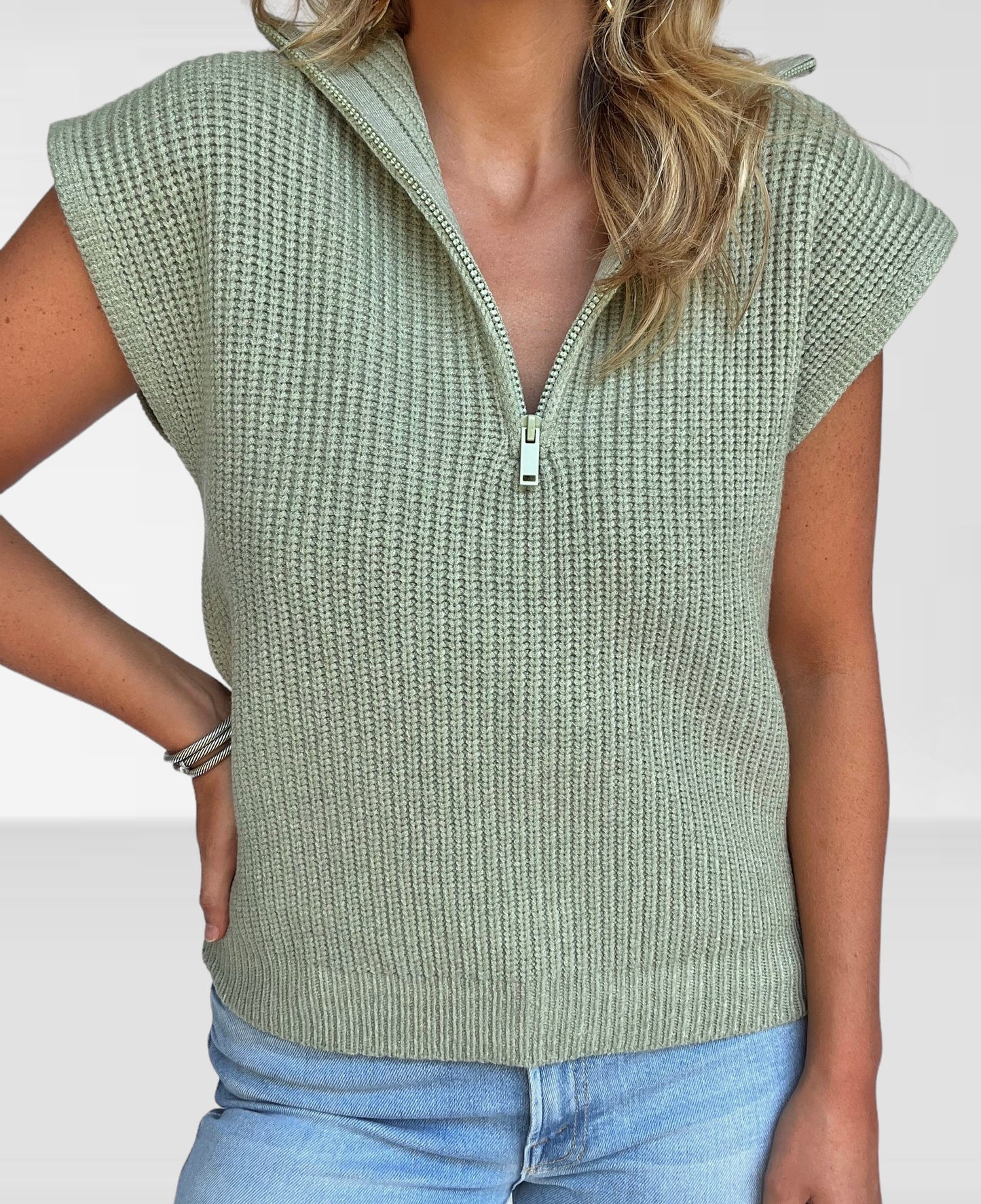 Sabrina Sleeveless Sweater in Sage