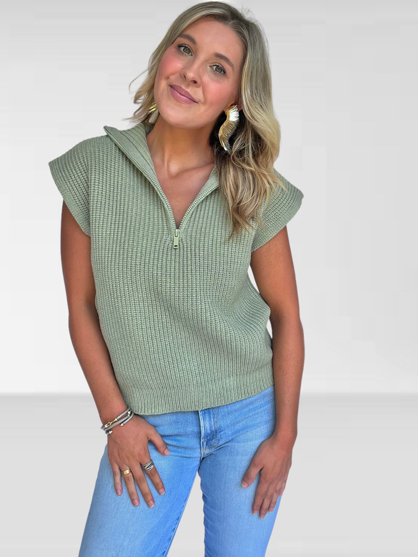 Sabrina Sleeveless Sweater in Sage