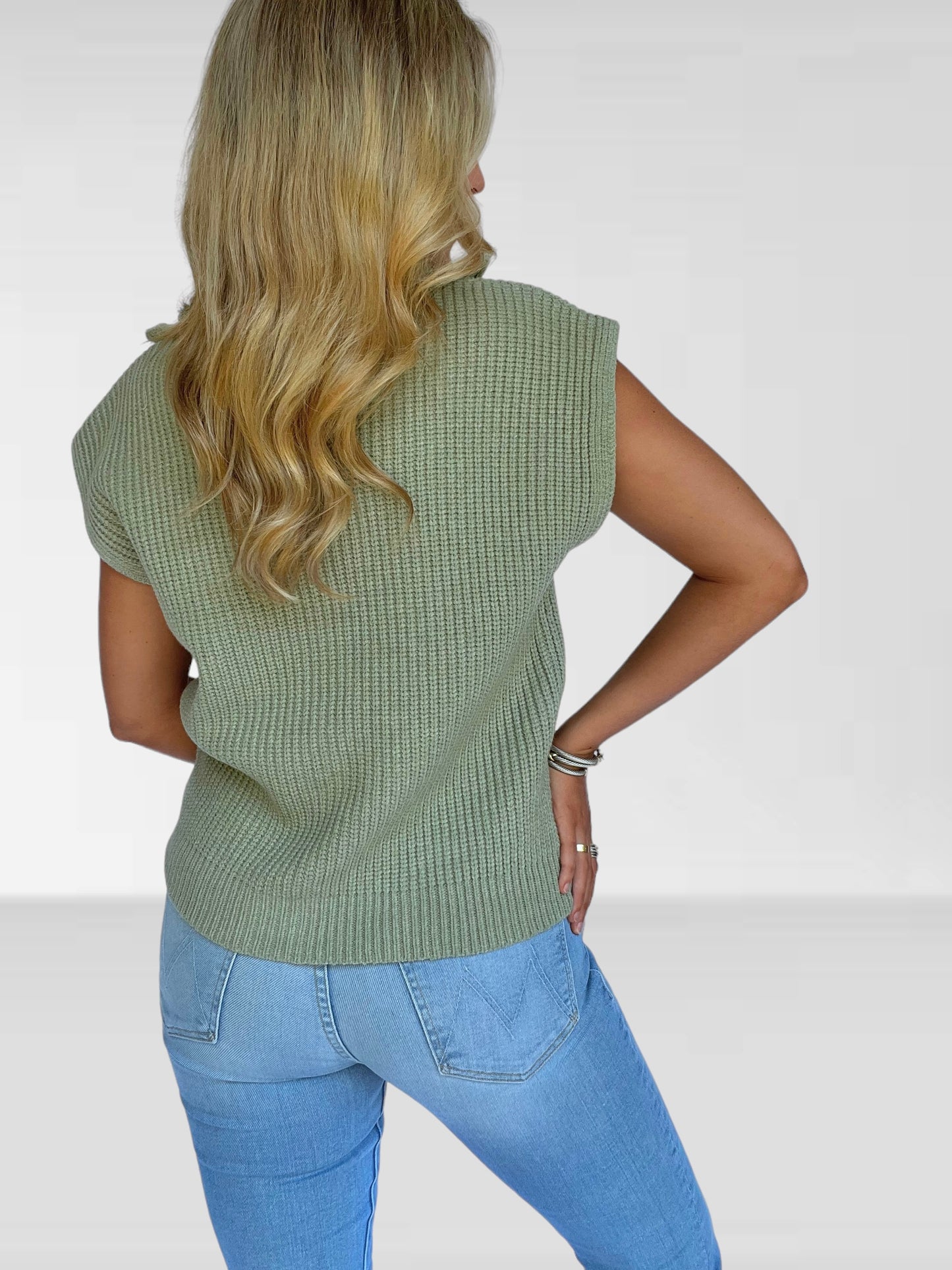 Sabrina Sleeveless Sweater in Sage