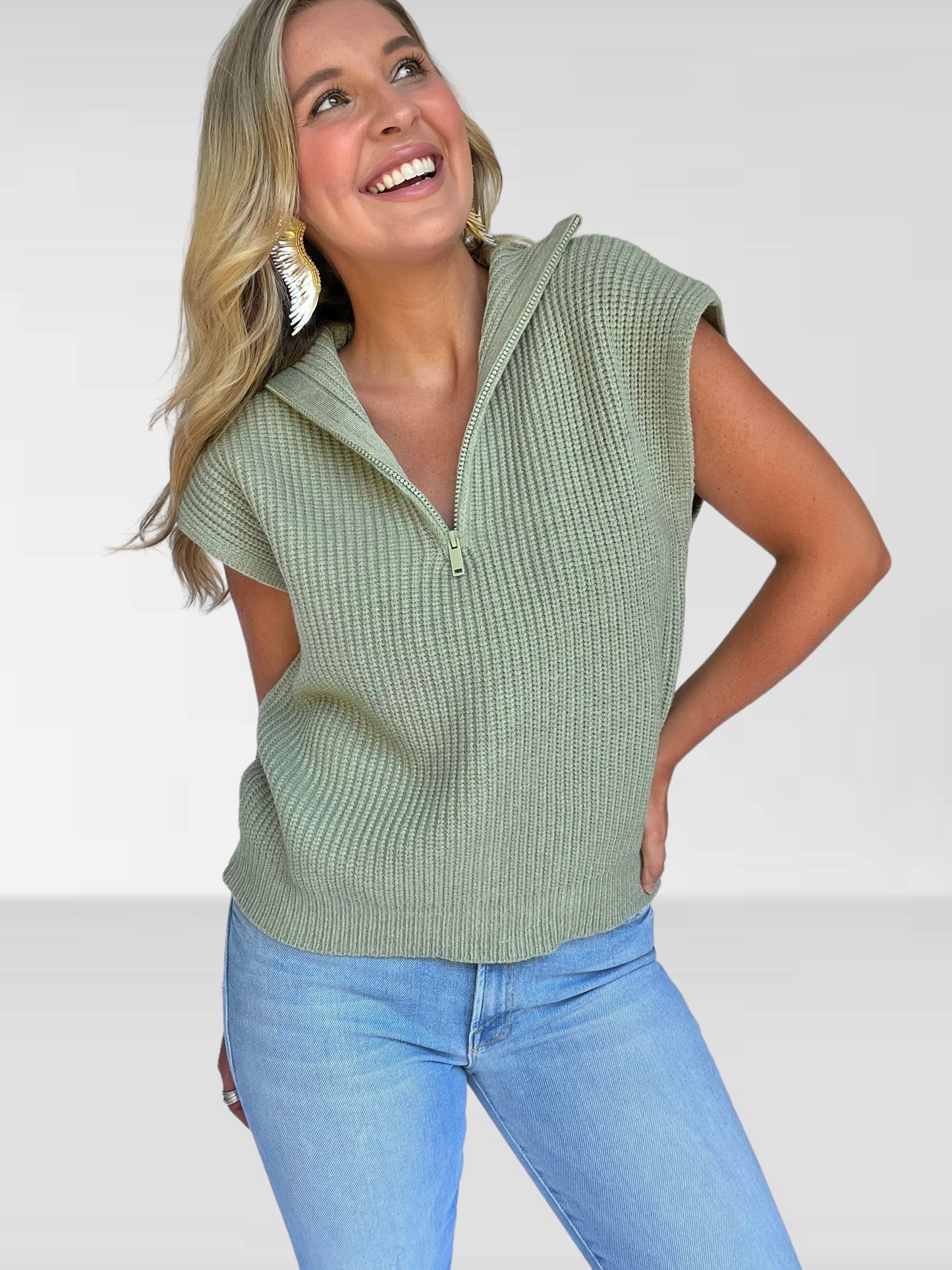 Sabrina Sleeveless Sweater in Sage