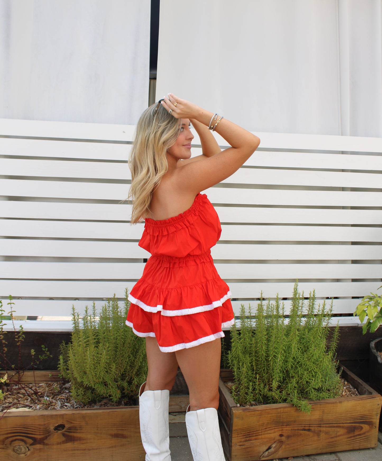 Wake Up It's Game Day Romper - Red/White