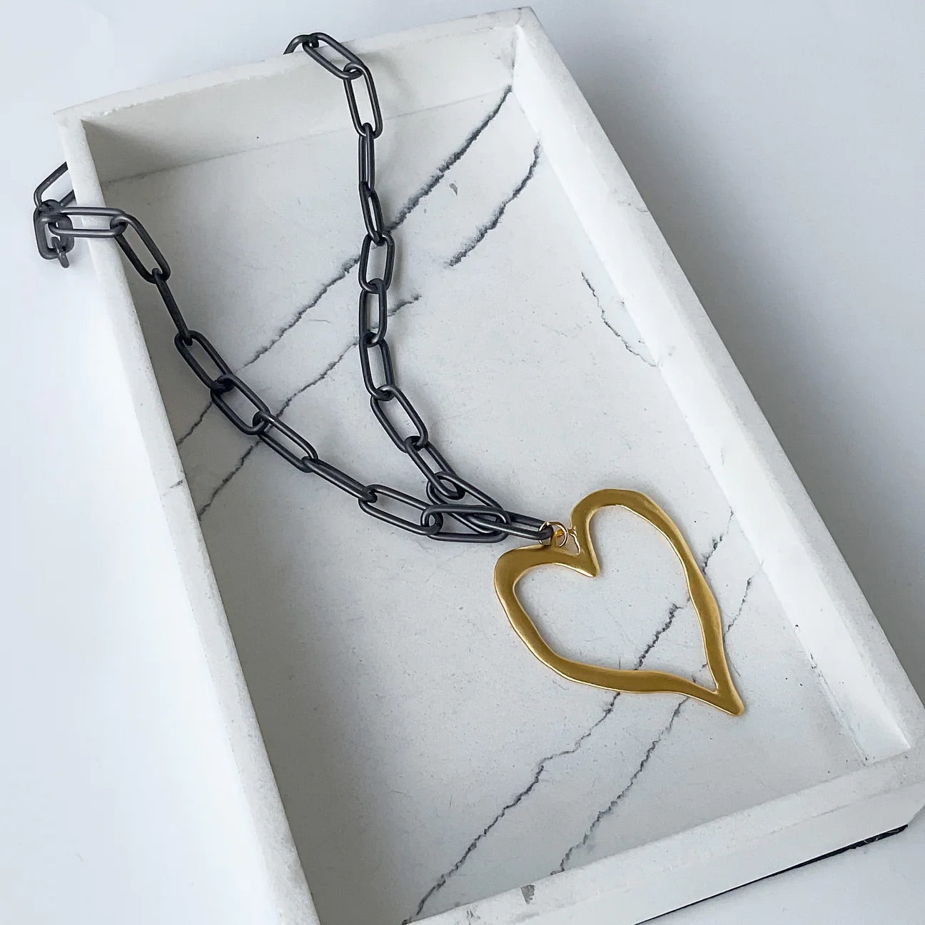 Gunmetal Statement Heart Necklace