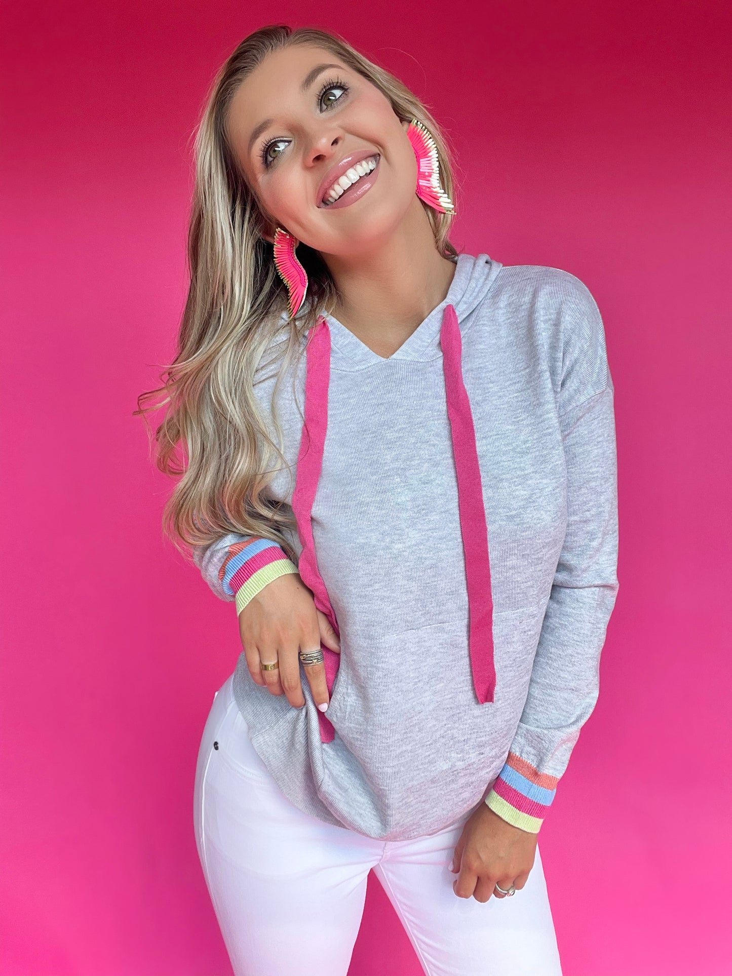 Grey Rainbow Stripe Sweater