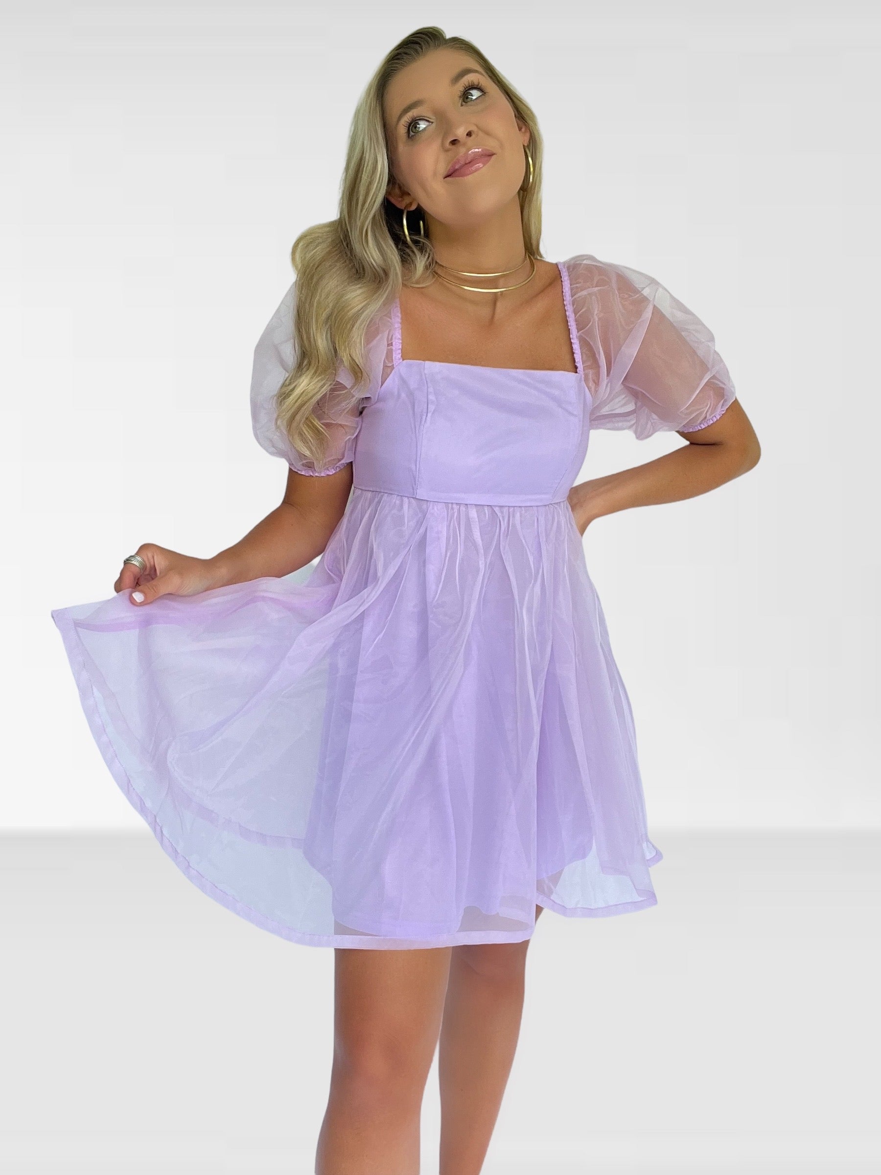 Lilac Puff Sleeve Dress Large Lilac Puff Sleeve Dress Large