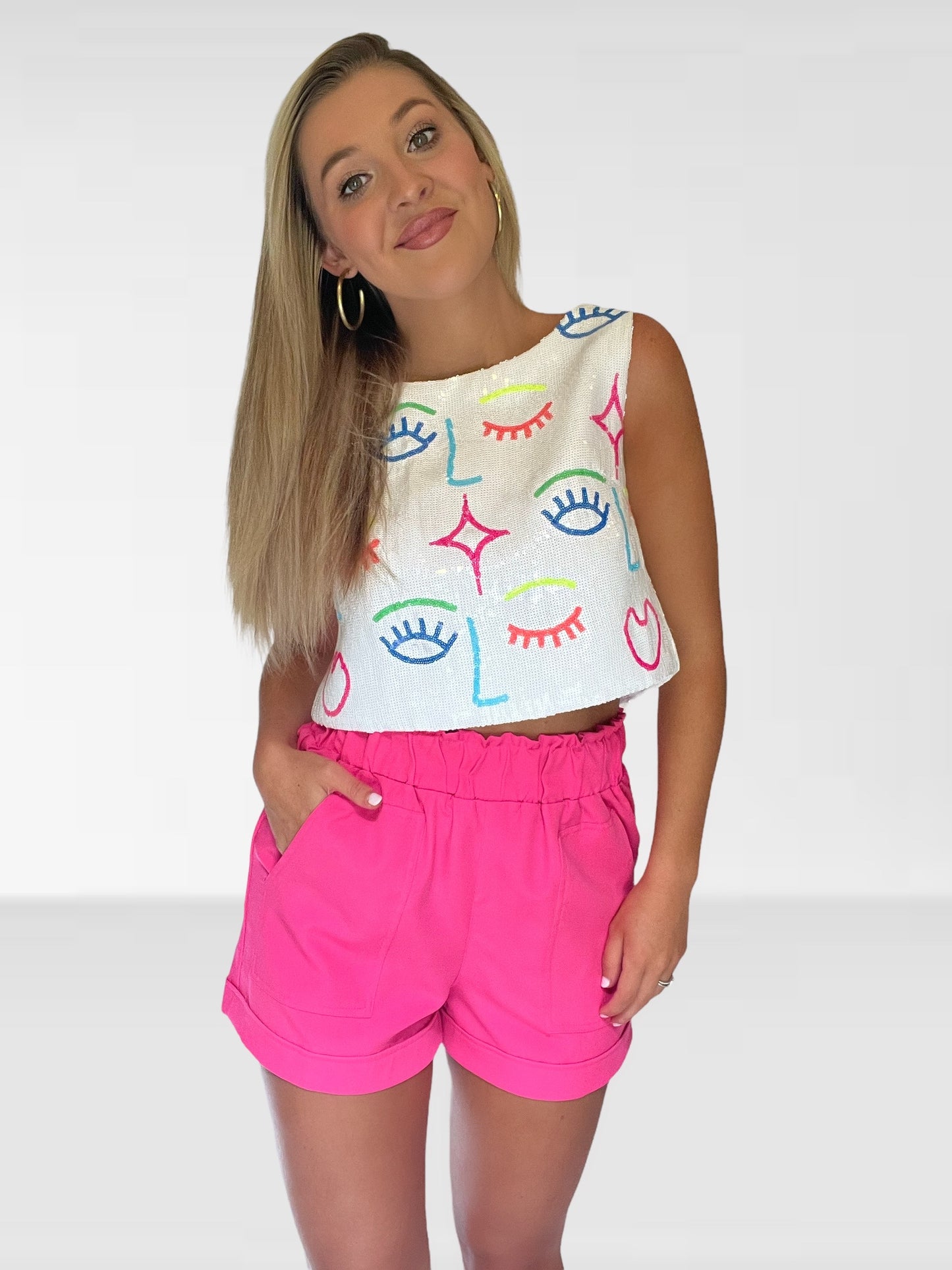 Queen of Sparkles Sequin Face Tank