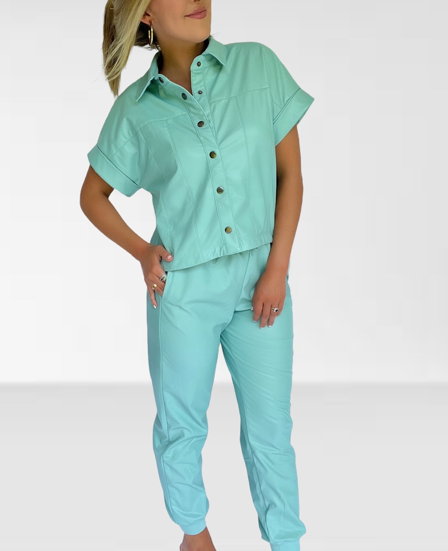 Mint Leather Joggers