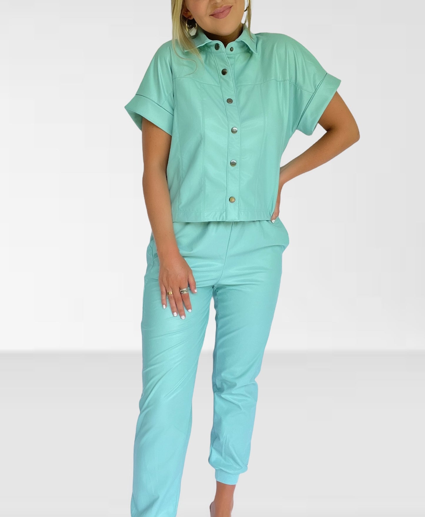 Mint Leather Joggers