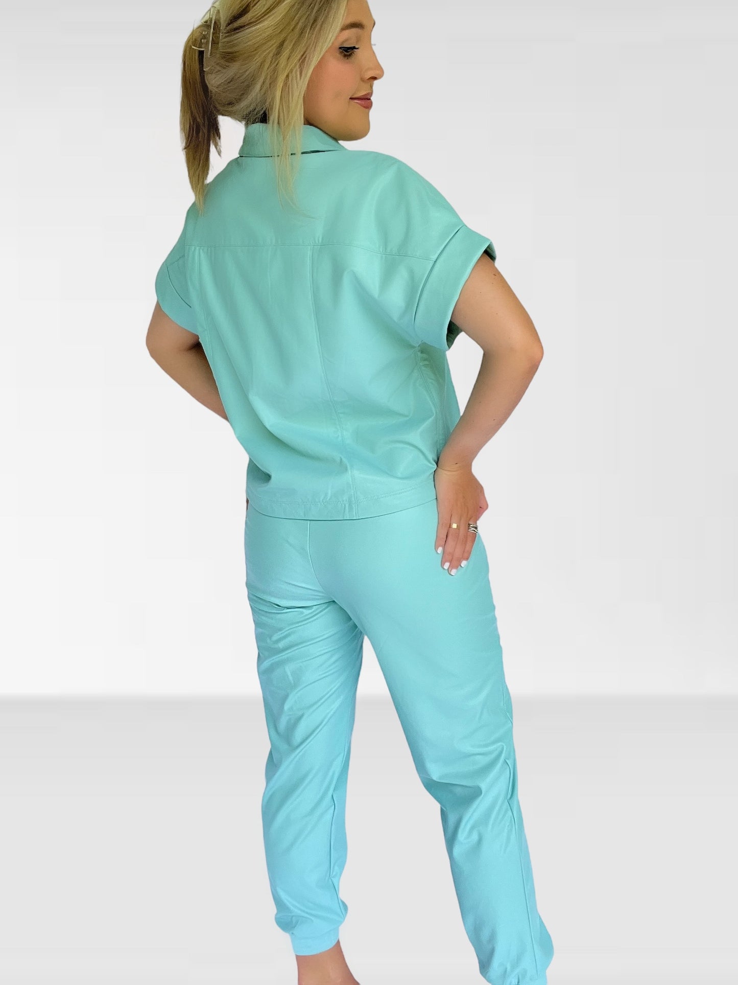 Mint Leather Joggers