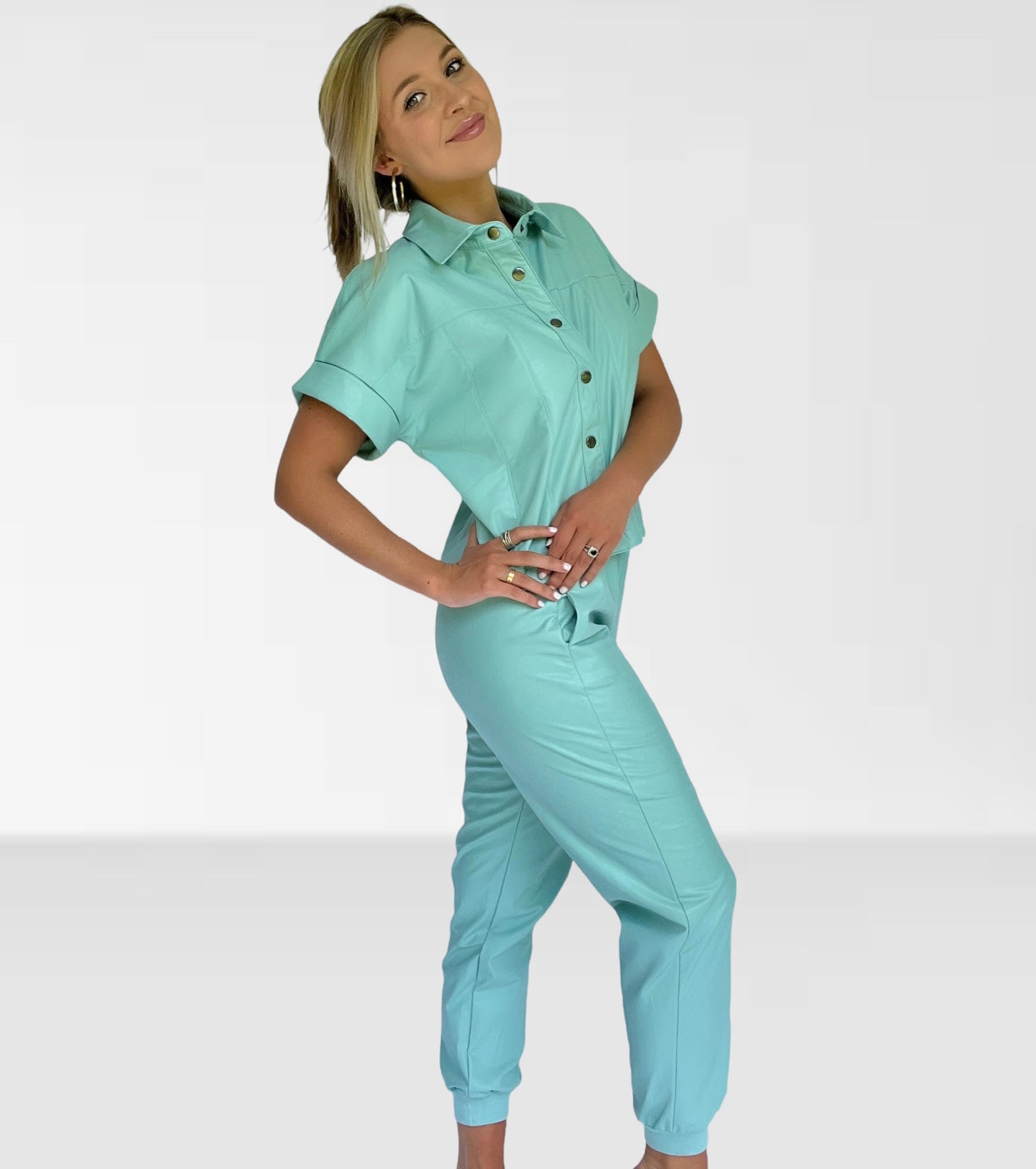 Mint Leather Joggers