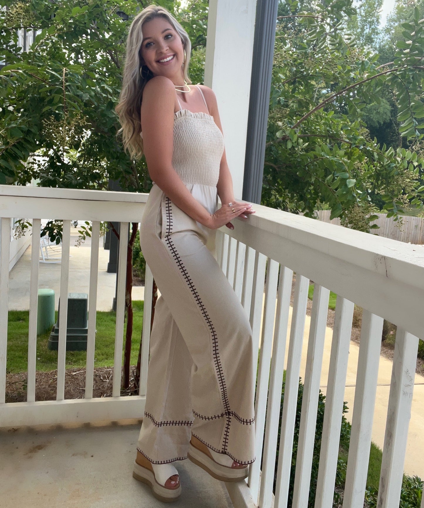 Stitched Linen Jumpsuit