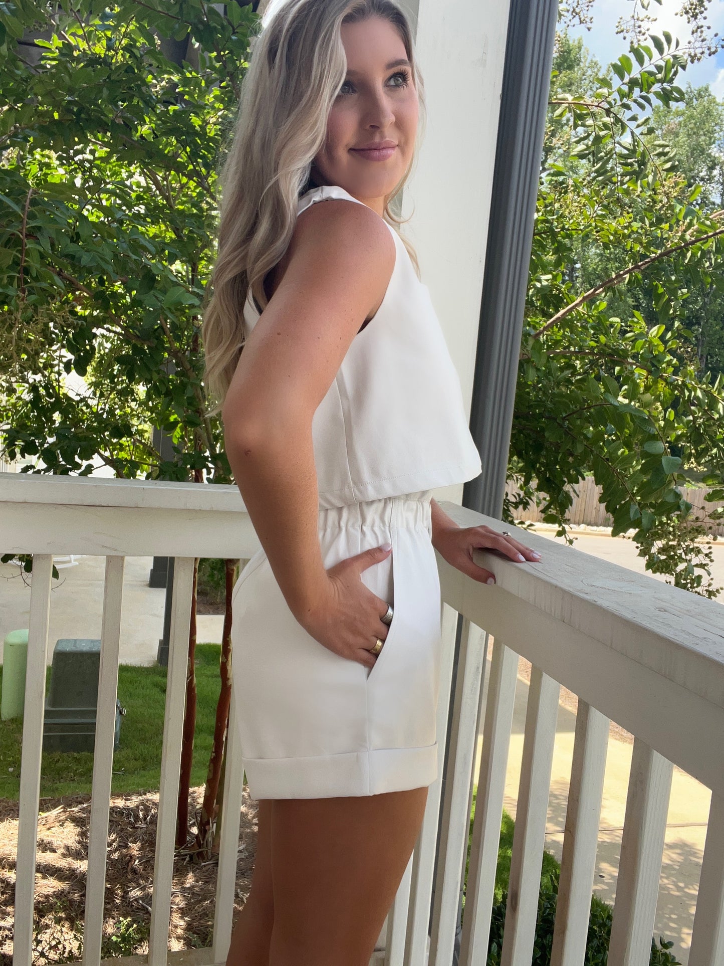 Buddy Love White Leather Crop Top