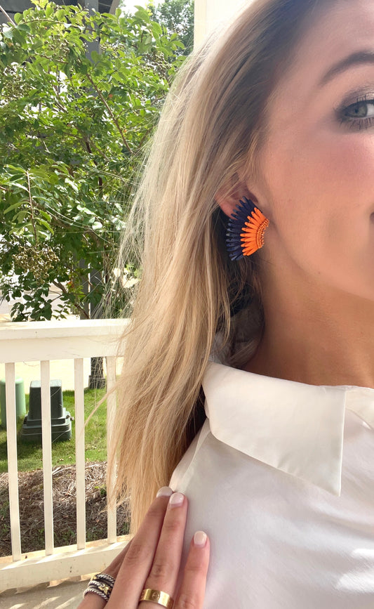 Mignonne Gavigan Orange/Navy Mini Madeline Earrings