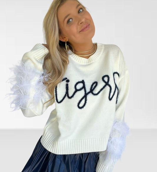 Queen of Sparkles Feather Tigers Sweater
