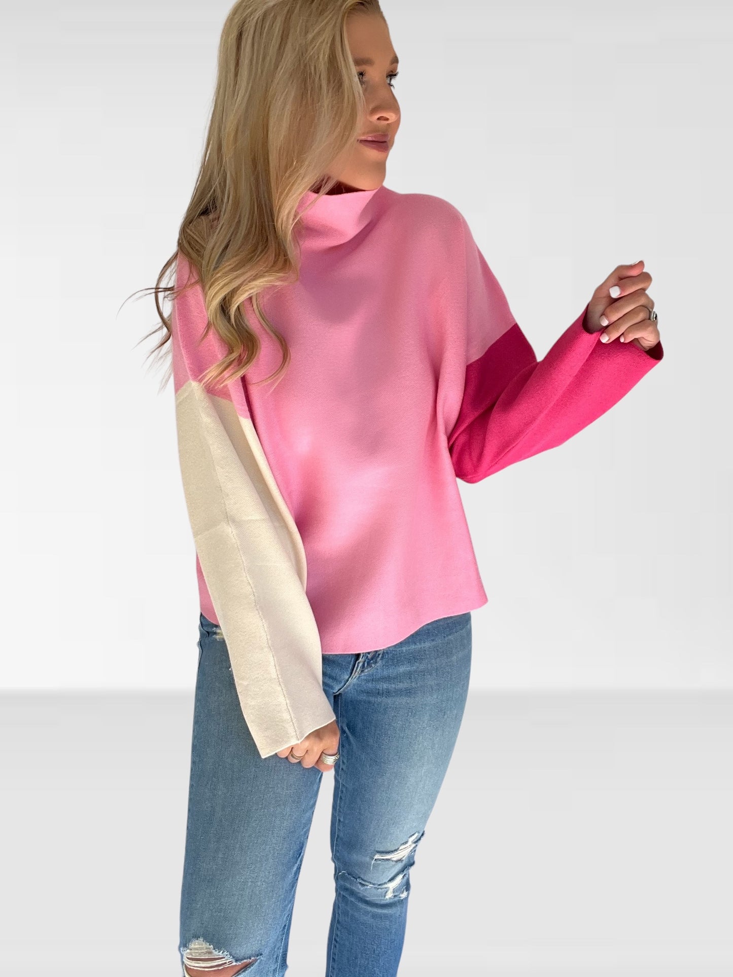 Pink Colorblock Sweater