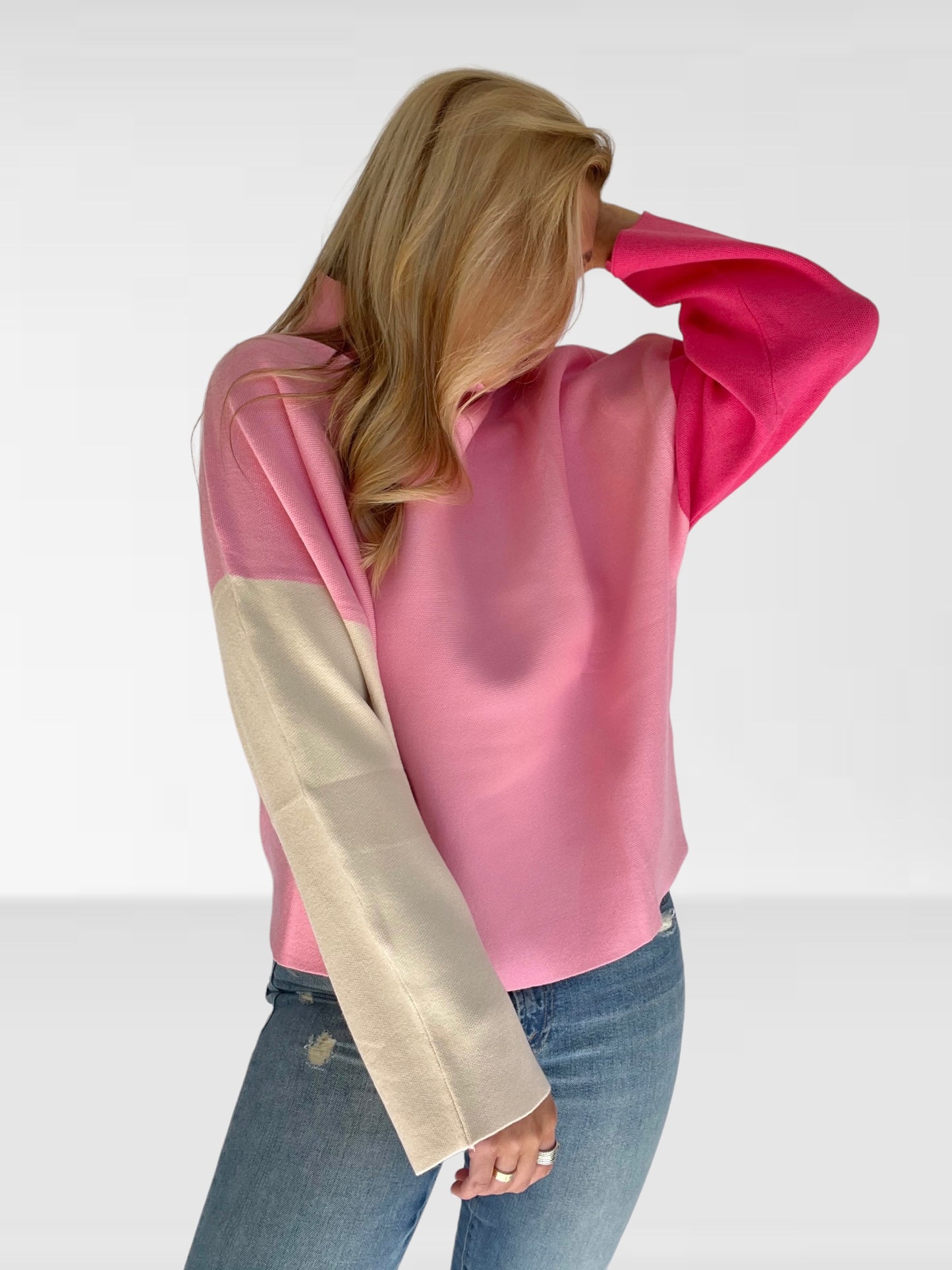 Pink Colorblock Sweater