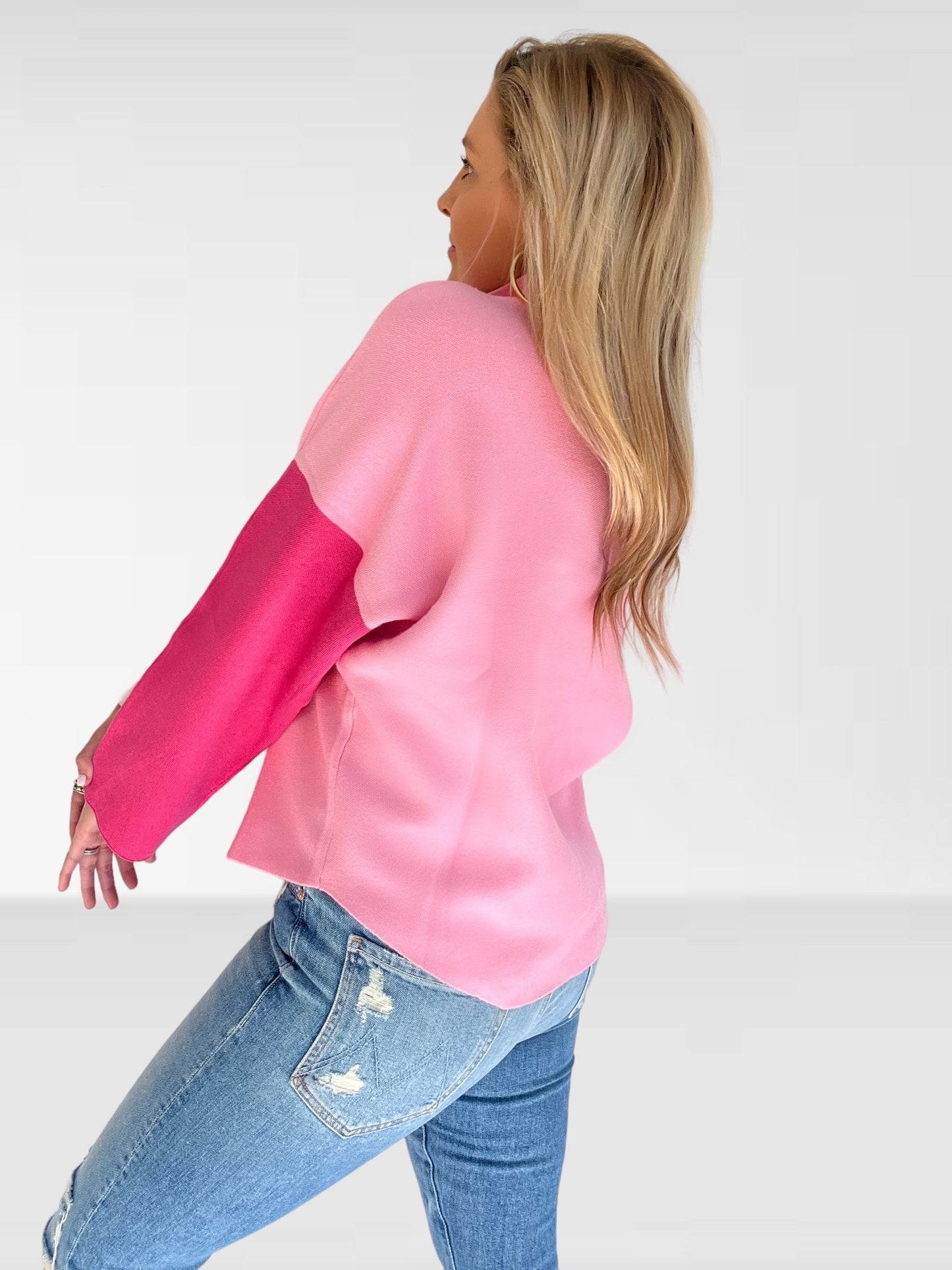 Pink Colorblock Sweater