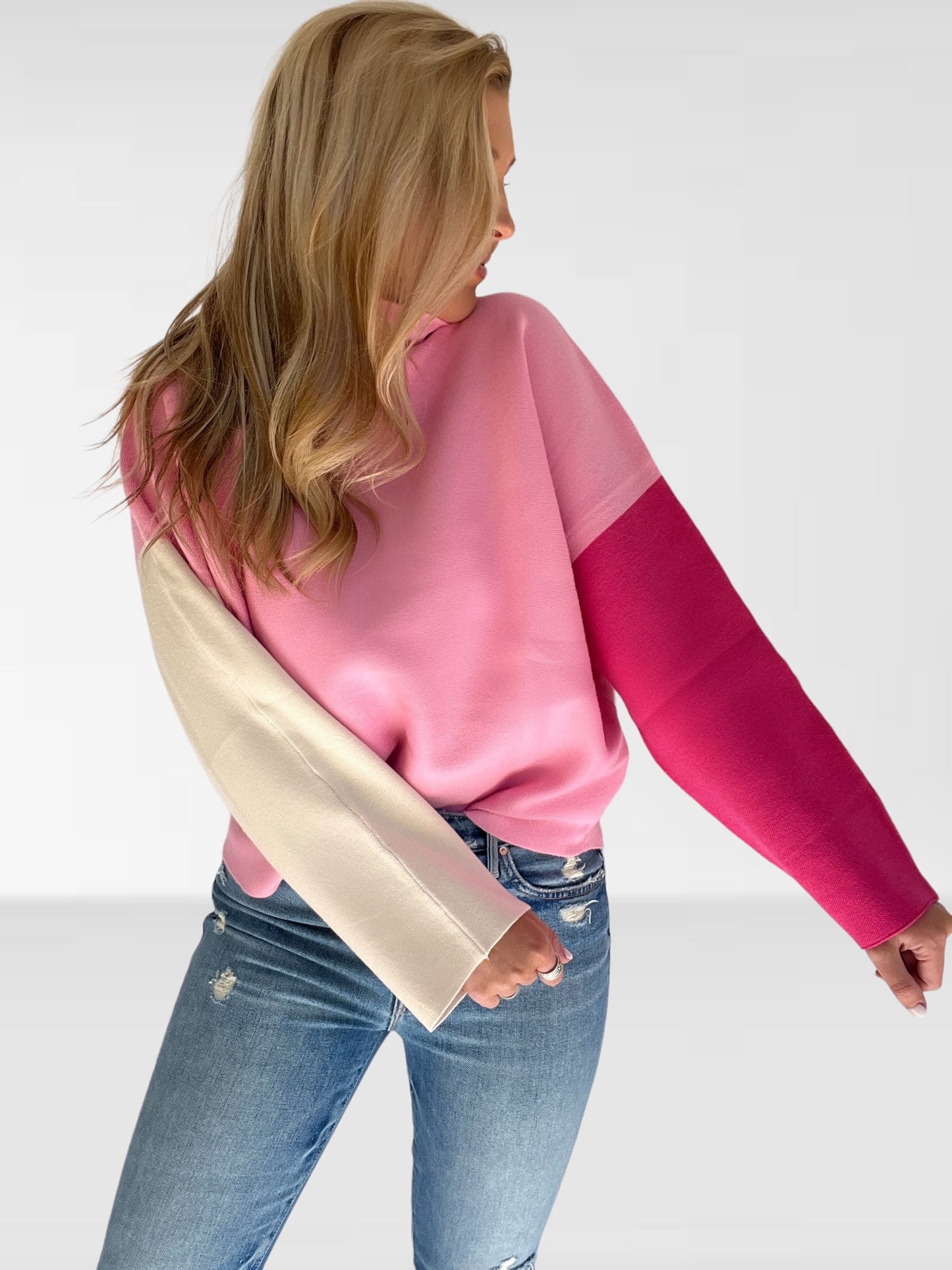 Pink Colorblock Sweater