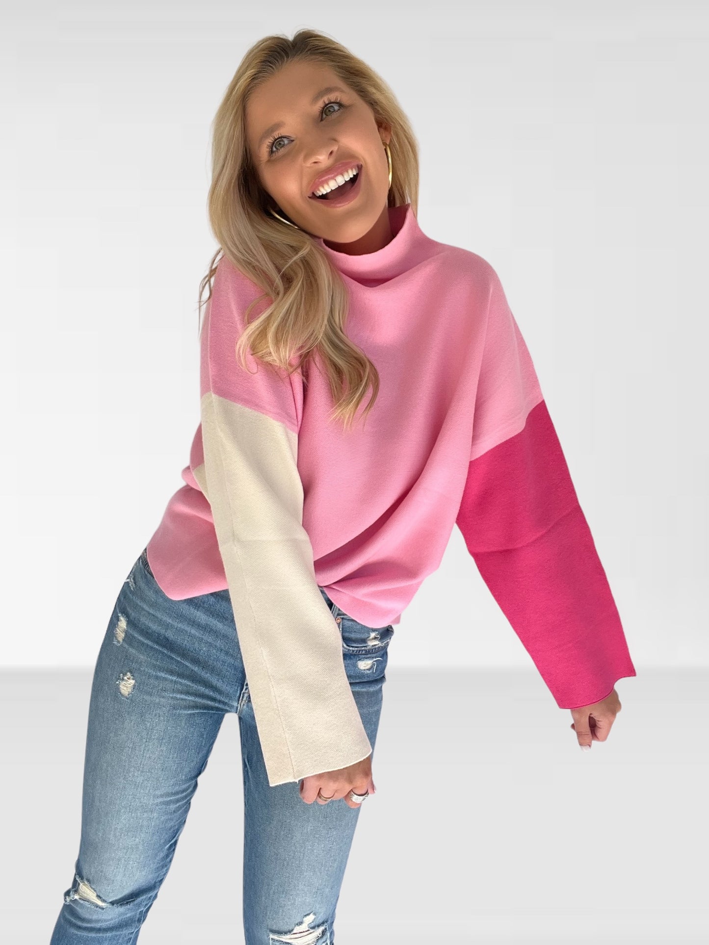 Pink Colorblock Sweater