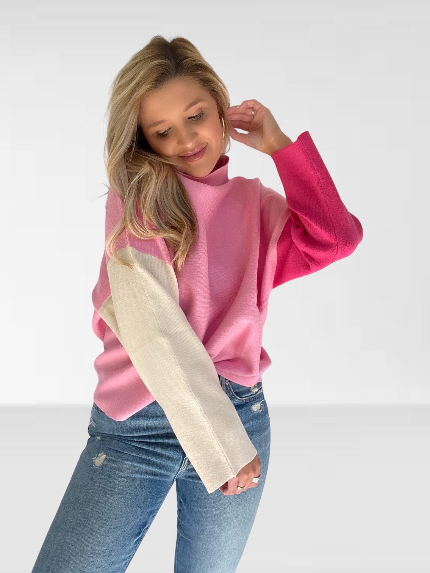 Pink Colorblock Sweater