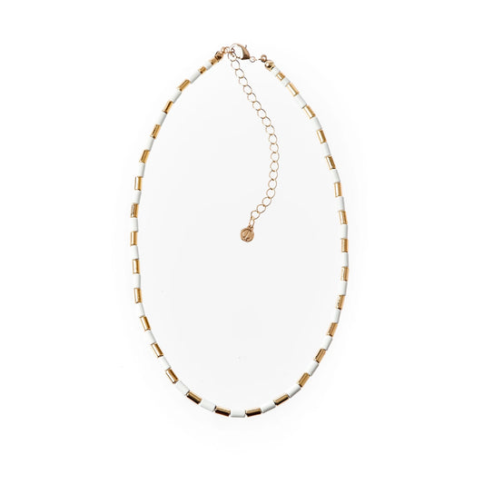 Caryn Lawn White & Gold Choker