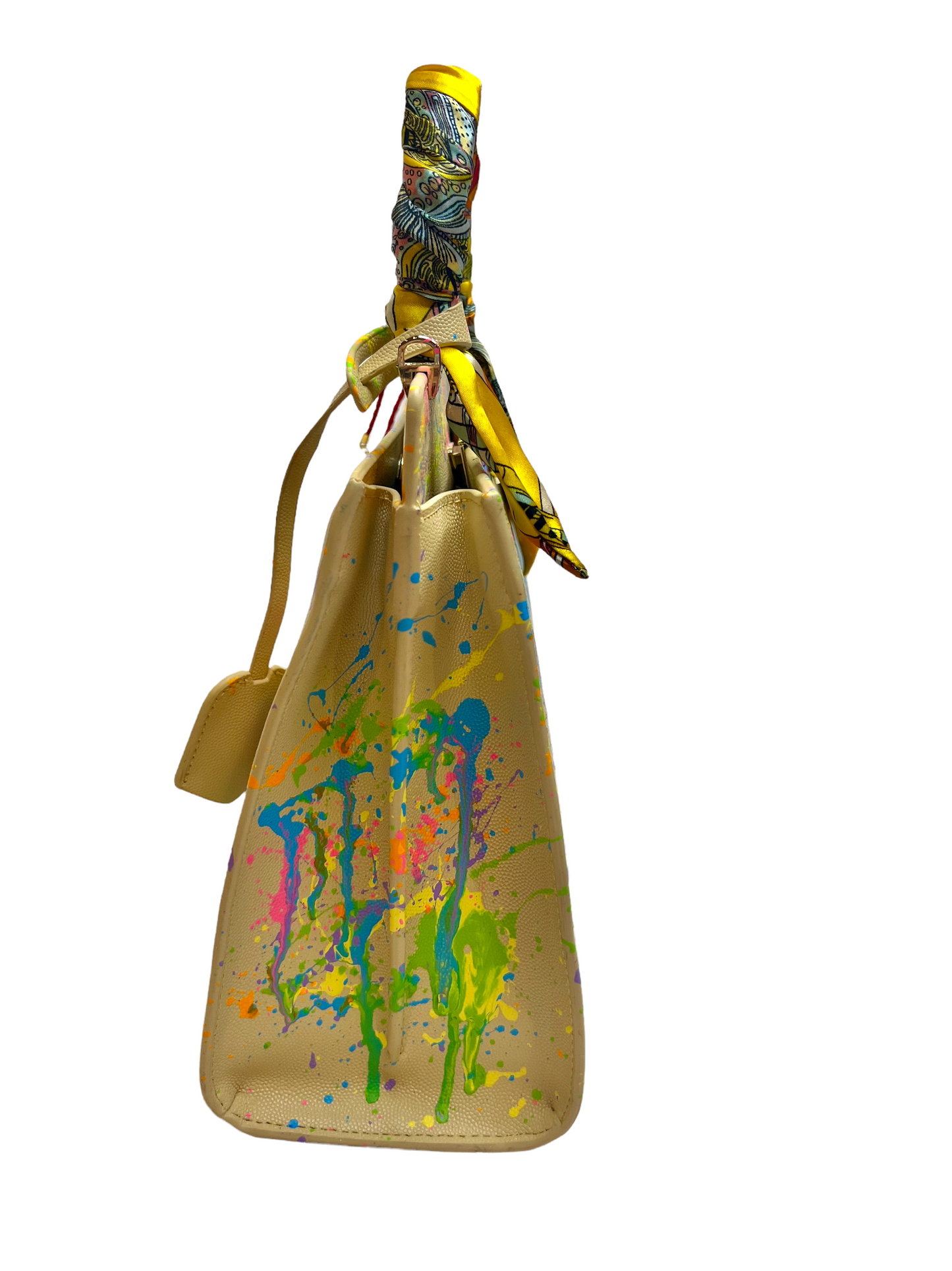 Anca Barbu Neutral Hearts Bag with Yellow Scarf