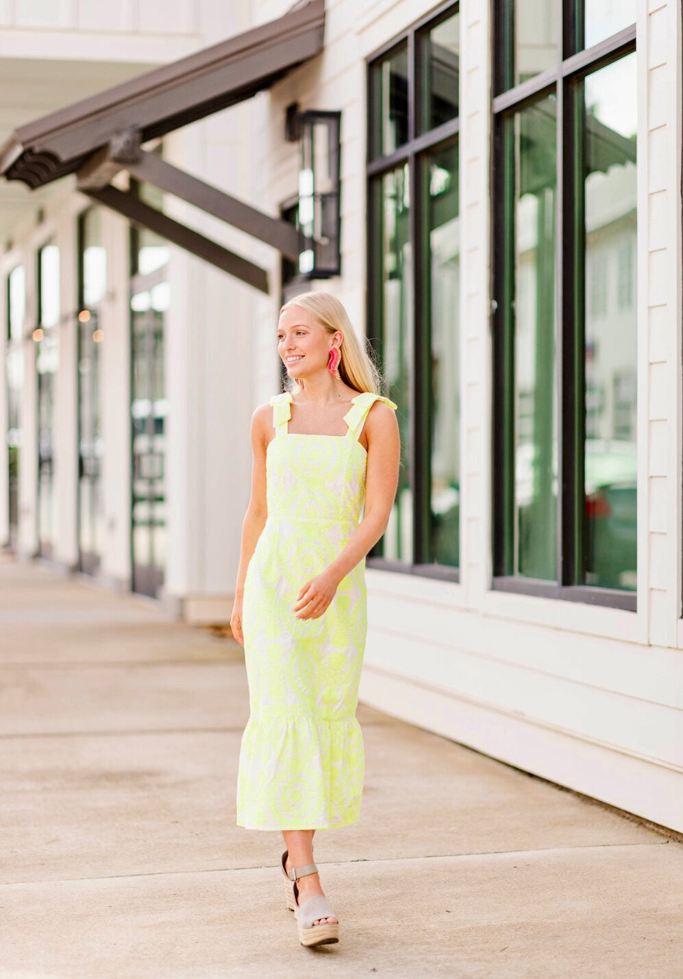 Neon Embroidered Midi Dress