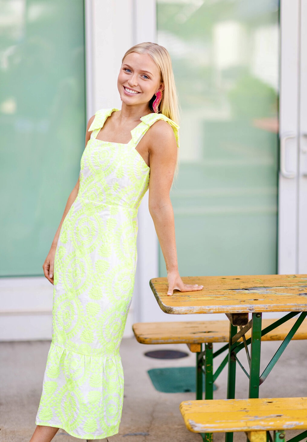 Neon Embroidered Midi Dress Neon Embroidered Midi Dress