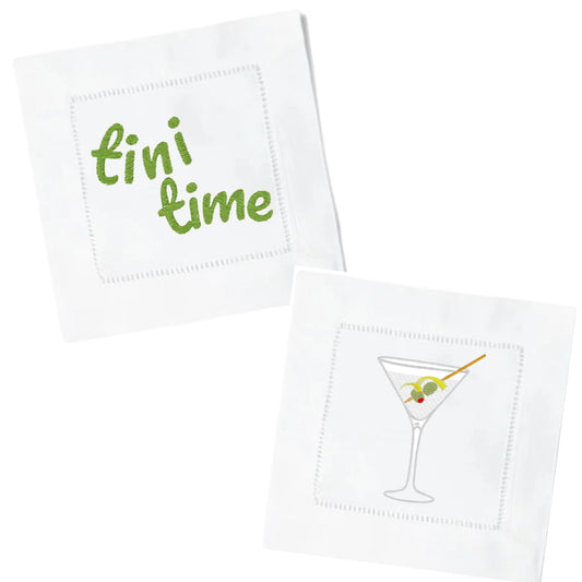 Tini Time Embroidered Cocktail Napkins