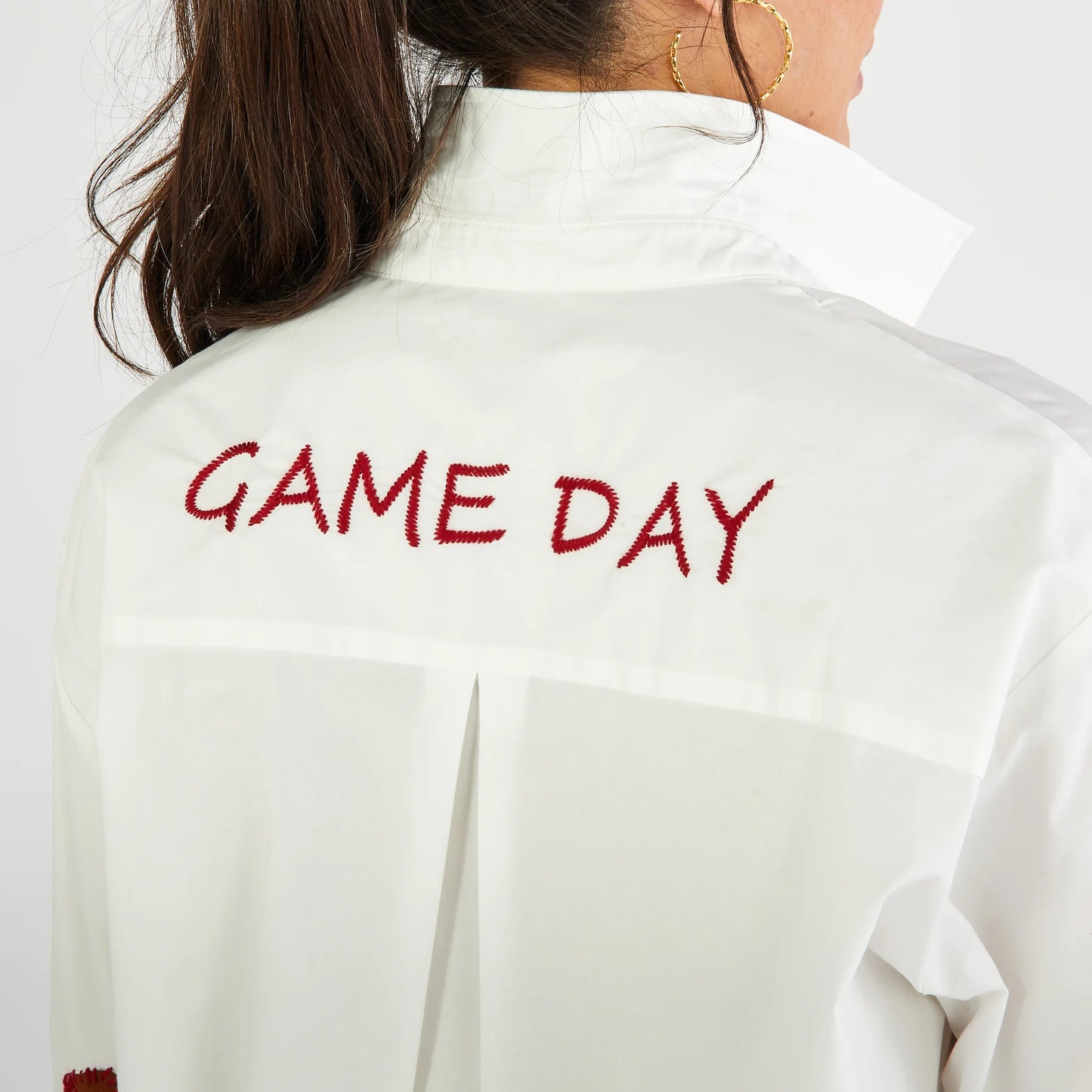 Caryn Lawn Red Game Day Button-Up