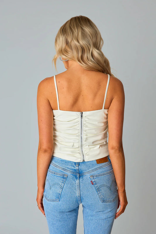 Buddy Love Cream Leather Top