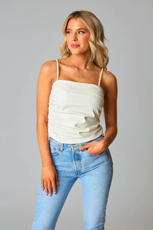 Buddy Love Cream Leather Top