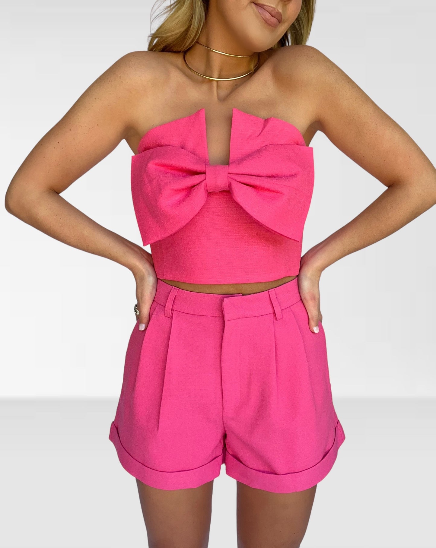 Pink Bow Crop Top