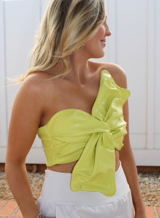 Citrus Leather Bow Top