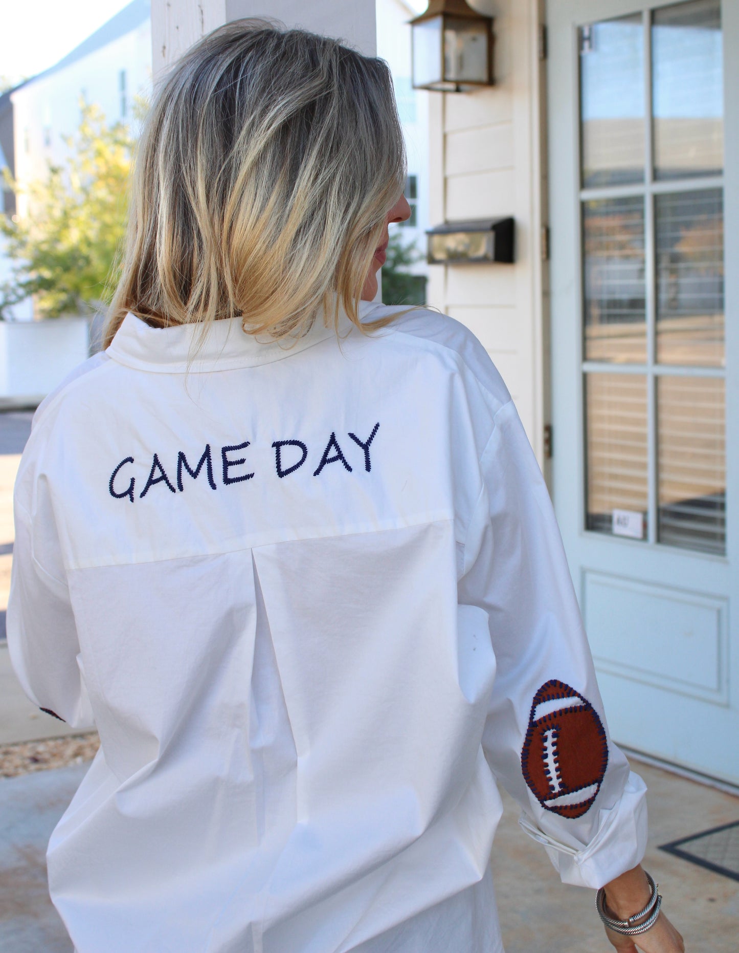 Caryn Lawn Navy Game Day Button-Up