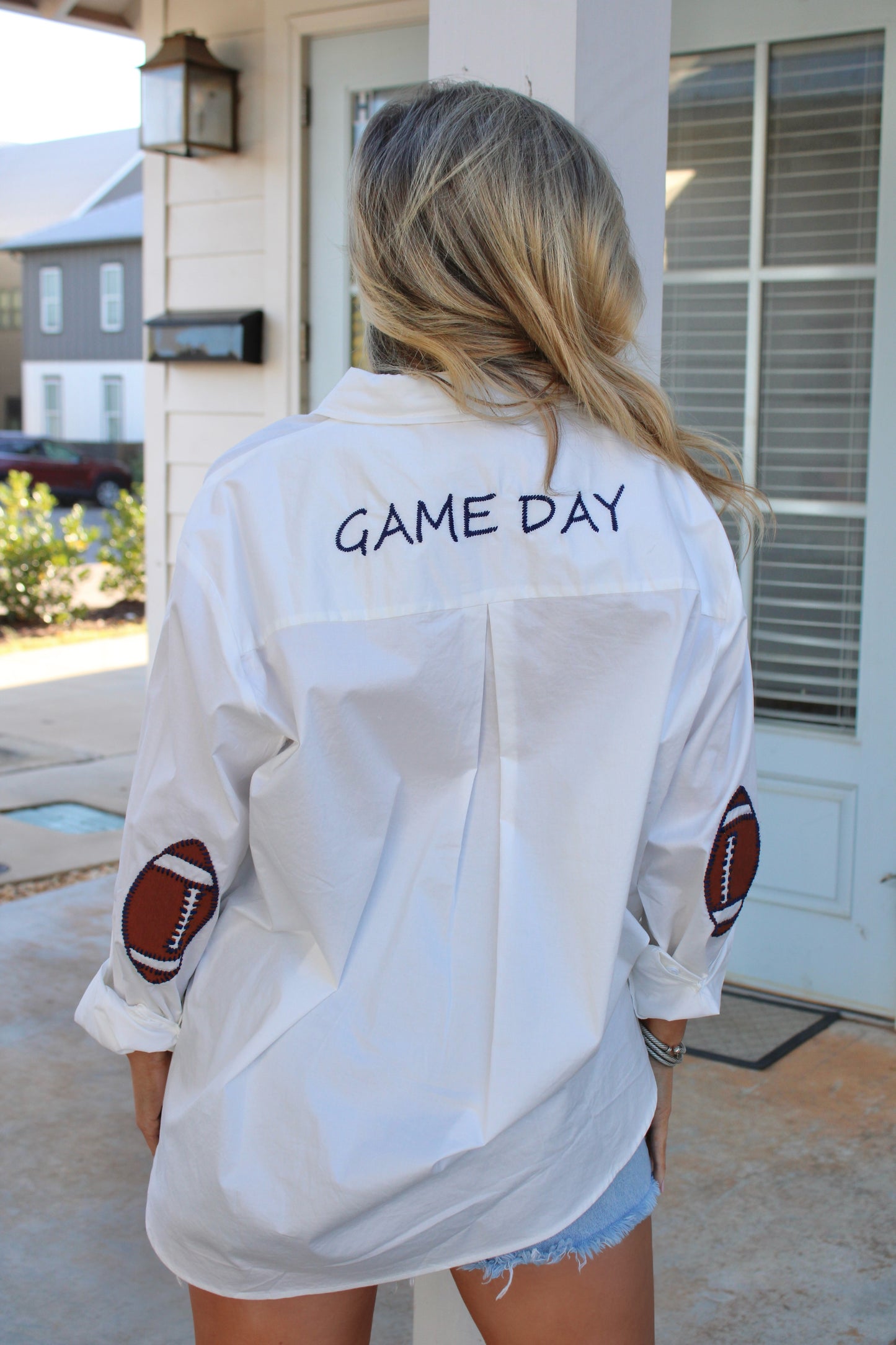 Caryn Lawn Navy Game Day Button-Up