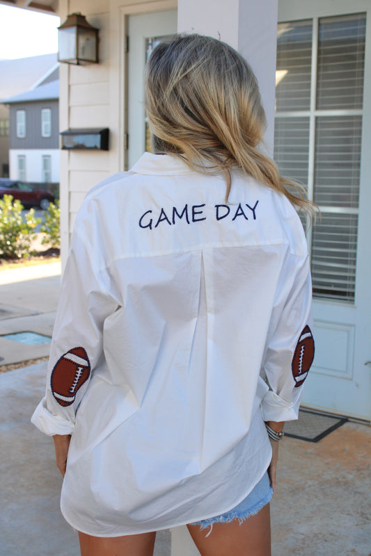 Caryn Lawn Navy Game Day Button-Up