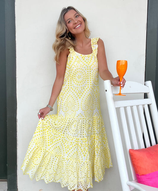 Lemon and Lace Midi Dress