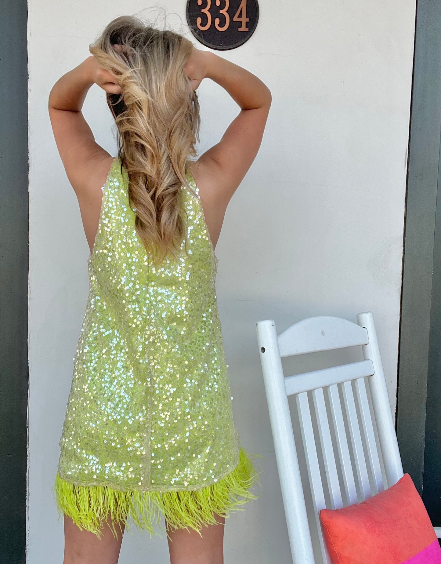 Lime Shimmer Cocktail Dress