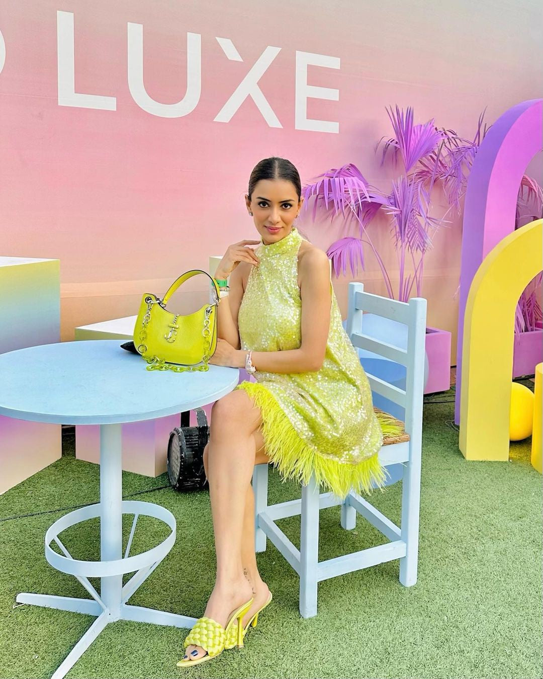 Lime Shimmer Cocktail Dress Large