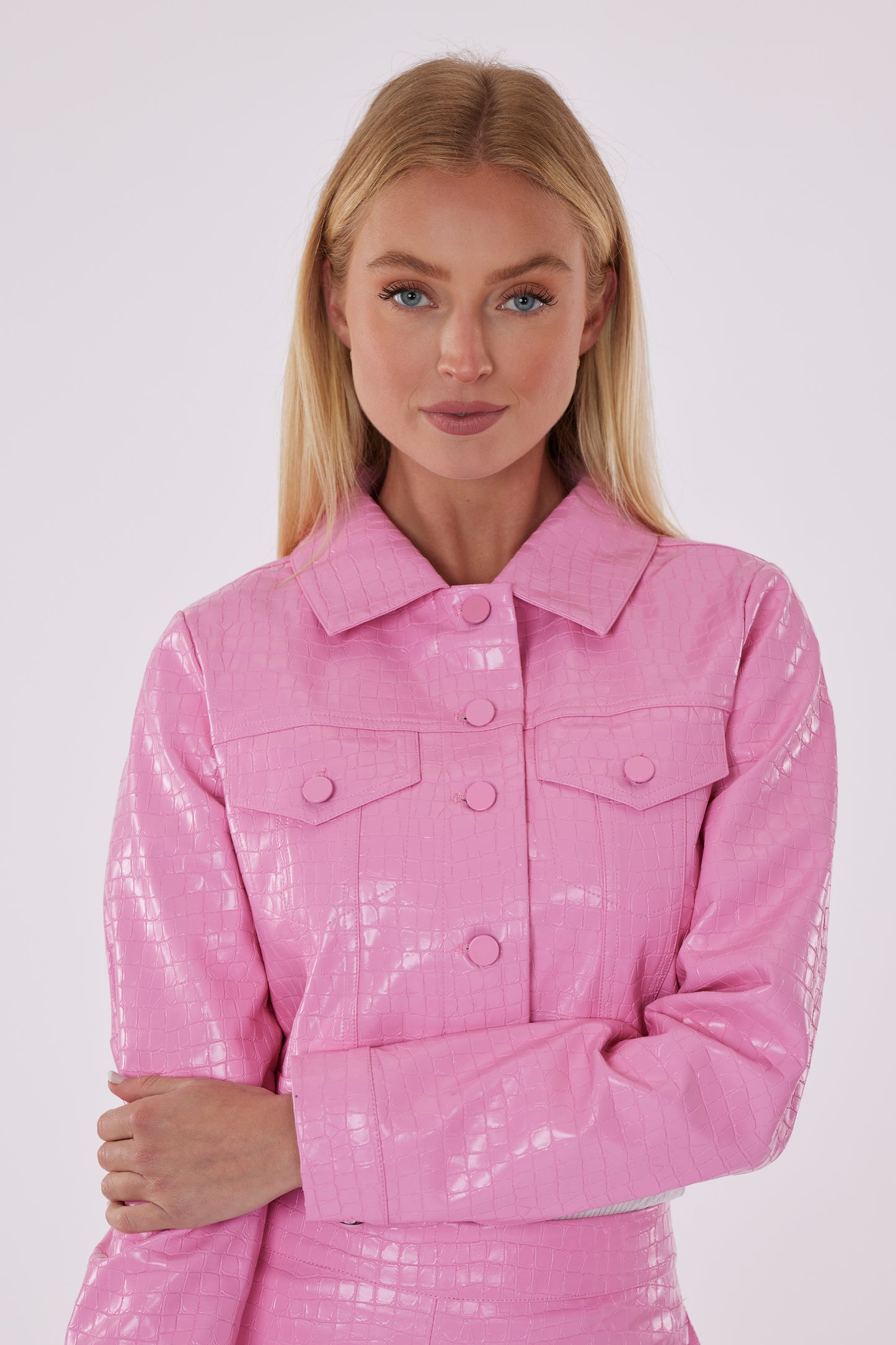 Pink Faux Croc Jacket