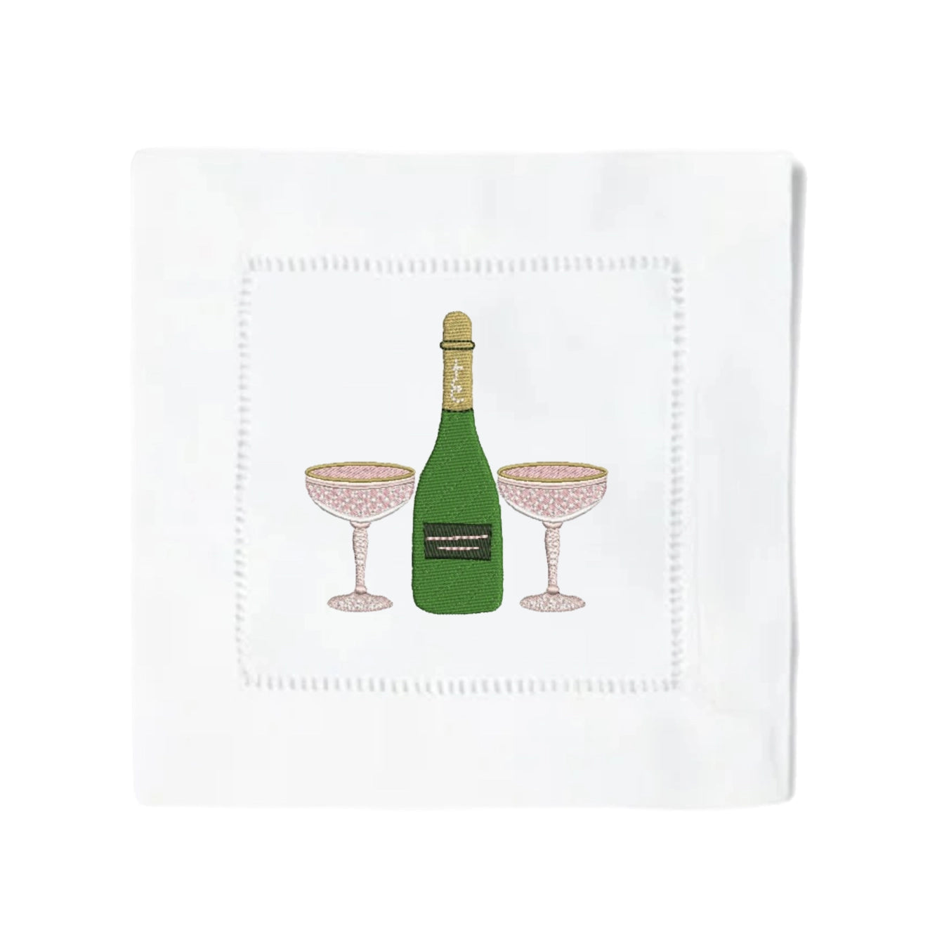 Champagne Embroidered Cocktail Napkin Set